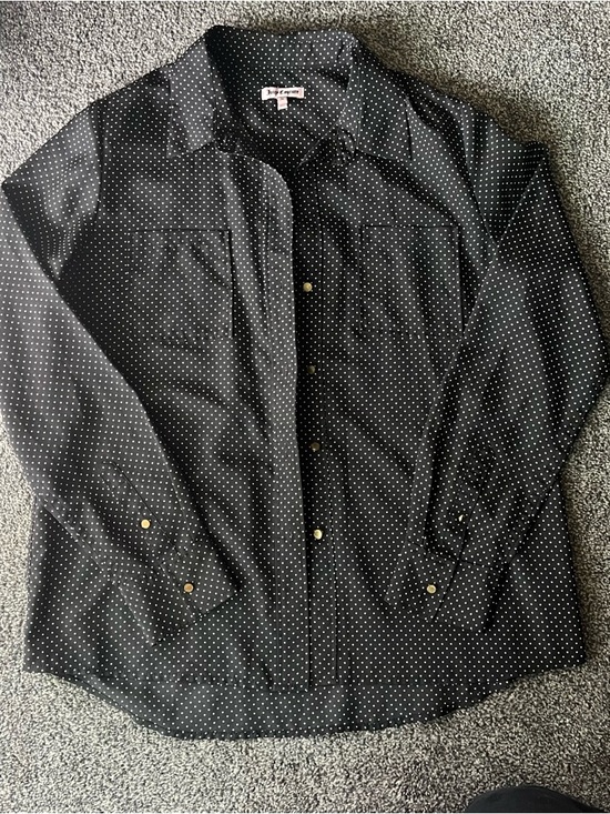 Juicy Couture Tops - Juicy Couture Black Polka Dot Button Shirt